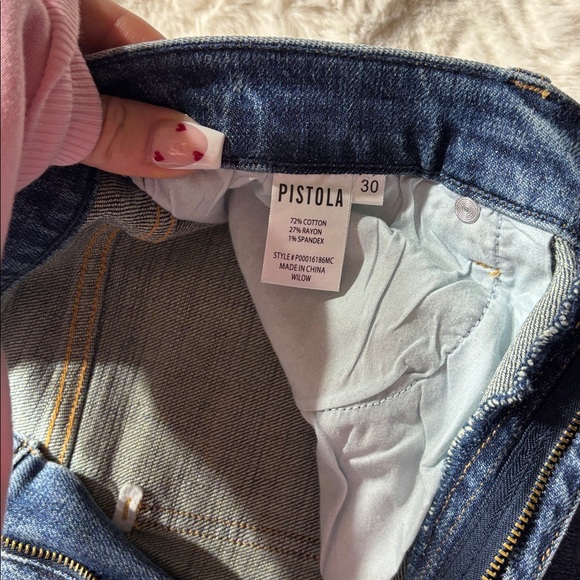 Pistola Colleen High Rise Split Hem Flare Jeans Size 30 Medium Wash LA Denim - Picture 5 of 5